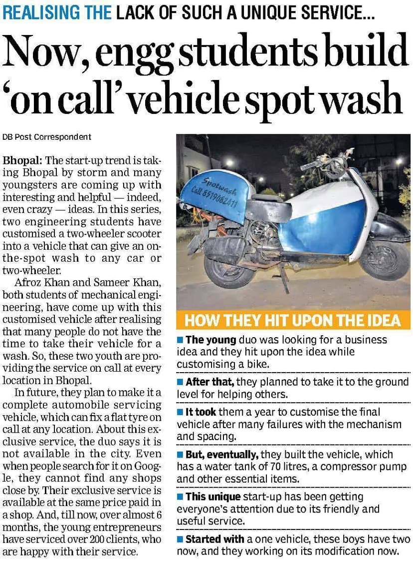 DB Post newspaper feature on Spotwash